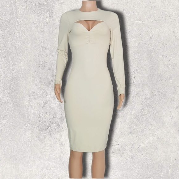 SUSANA Monaco Heart shape chest cutout Bodycon Almond color Size: S - Picture 1 of 10